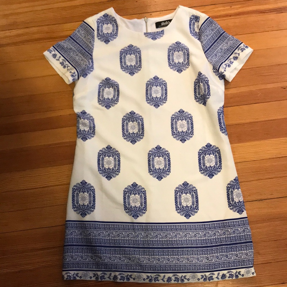 Blue and white dress